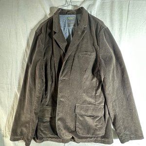 John Bartlett Mens Green Jacket Coat Corduroy Button Up Inside Pocket Sz L
